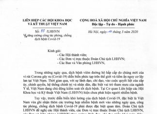Thông báo số 95/TB-LHHVN, ngày 10/03/2020, về việc tăng cường công tác phòng, chống dịch bệnh Covid-19