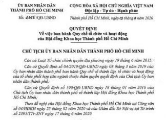 Quy chế tổ chức và hoạt động của Hội đồng Khoa học Thành phố