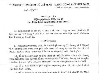 Nghị quyết Hội nghị chuyên đề lần thứ 48 Ban chấp hành Đảng bộ thành phố khóa X