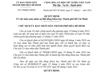 Quyết định về việc kiện toàn nhân sự Hội đồng Khoa học Thành phố Hồ Chí Minh