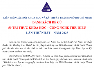 Danh sách đề cử “50 Trí thức Khoa học – Công nghệ tiêu biểu” lần thứ nhất – năm 2025