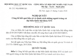Chi tiết DANH SÁCH TRÚNG CỬ ĐẠI BIỂU QUỐC HỘI KHÓA XVI