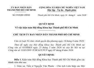 Quyết định kiện toàn Hội đồng Khoa học Thành phố Hồ Chí Minh